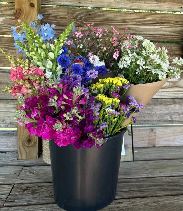 DIY pick your own flowers bucket at Potts and Petals